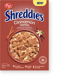 Box of Shreddies Cinnamon Vanilla cereal