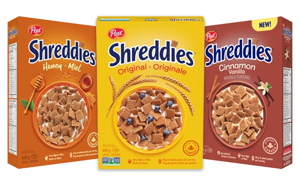 Original Shreddies, Honey Shreddies and Shreddies Cinnamon Vanilla