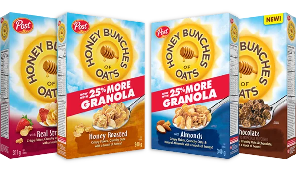 4 Honey Bunches of Oats Packages.