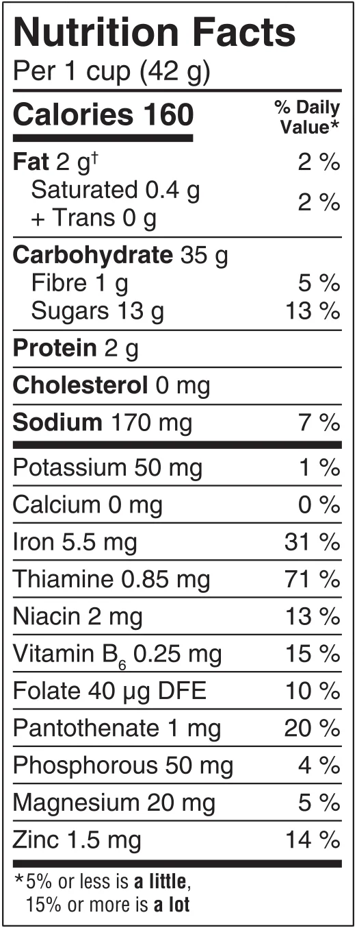 Post Honey Bunches of Oats Chocolate Nutrition Facts Sheet